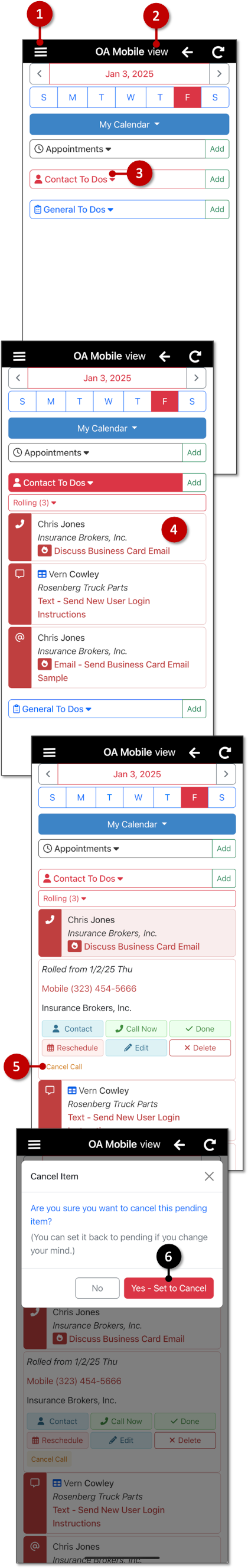 Cancel a 'Contact To Do' in OA Mobile