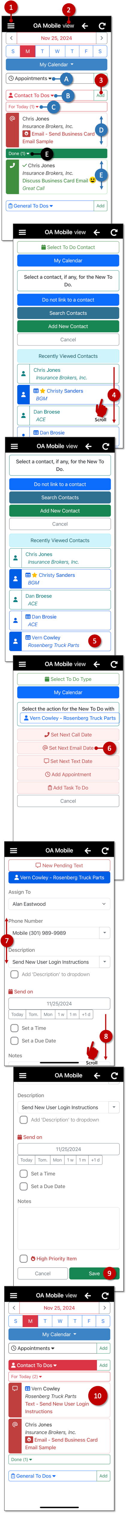 Adding a Contact To Do (Day View) - OA Mobile