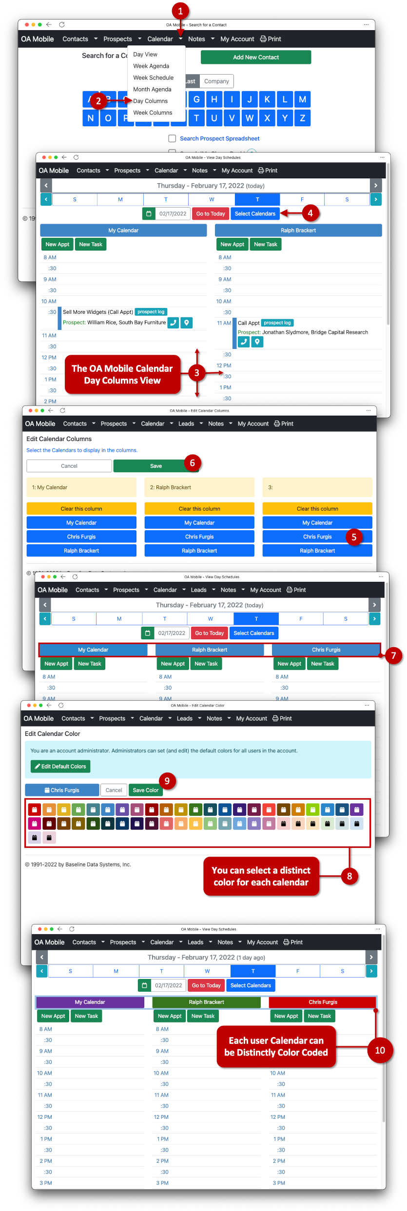 OA Mobile Calendar Day Columns View