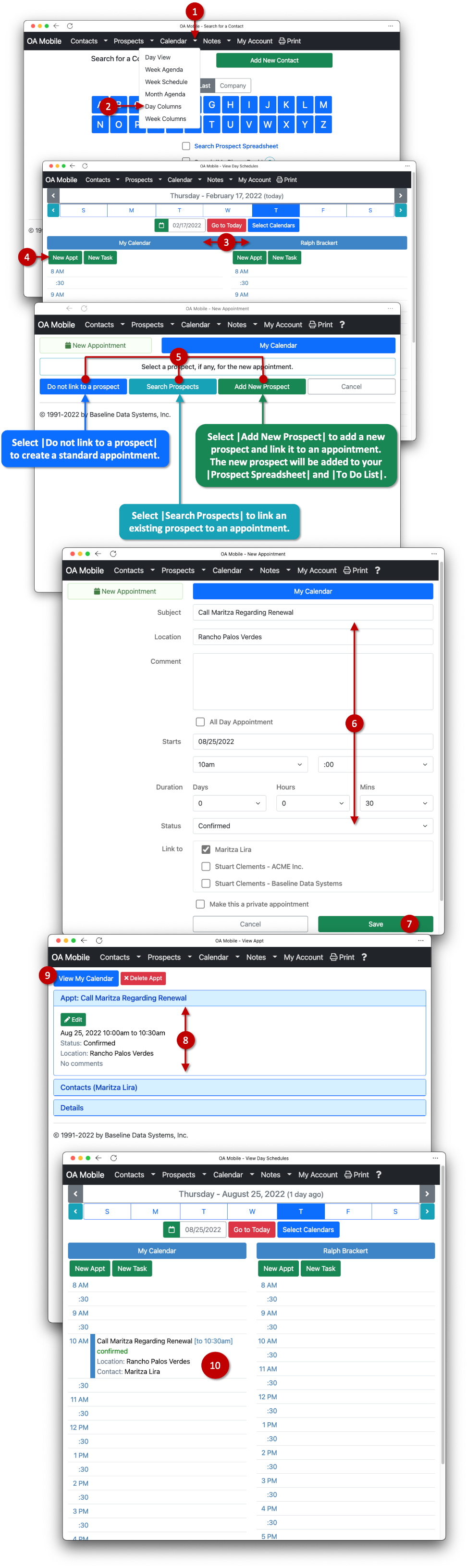 Make a New Appointment in Calendar |Day Columns| View