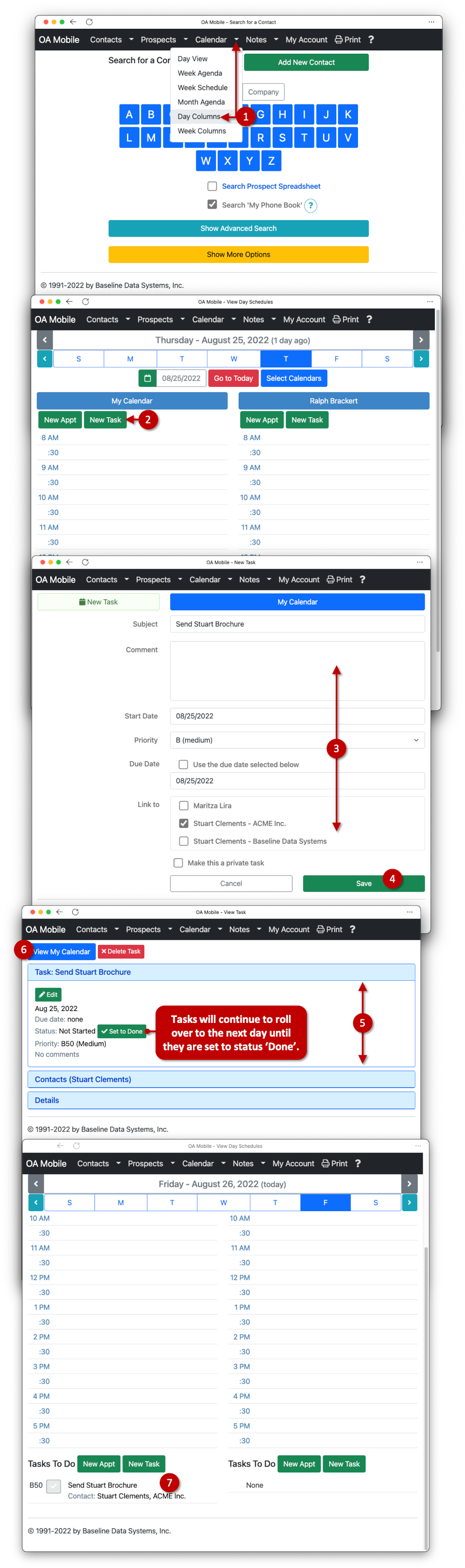 Create a New Task in Calendar |Day Columns| View