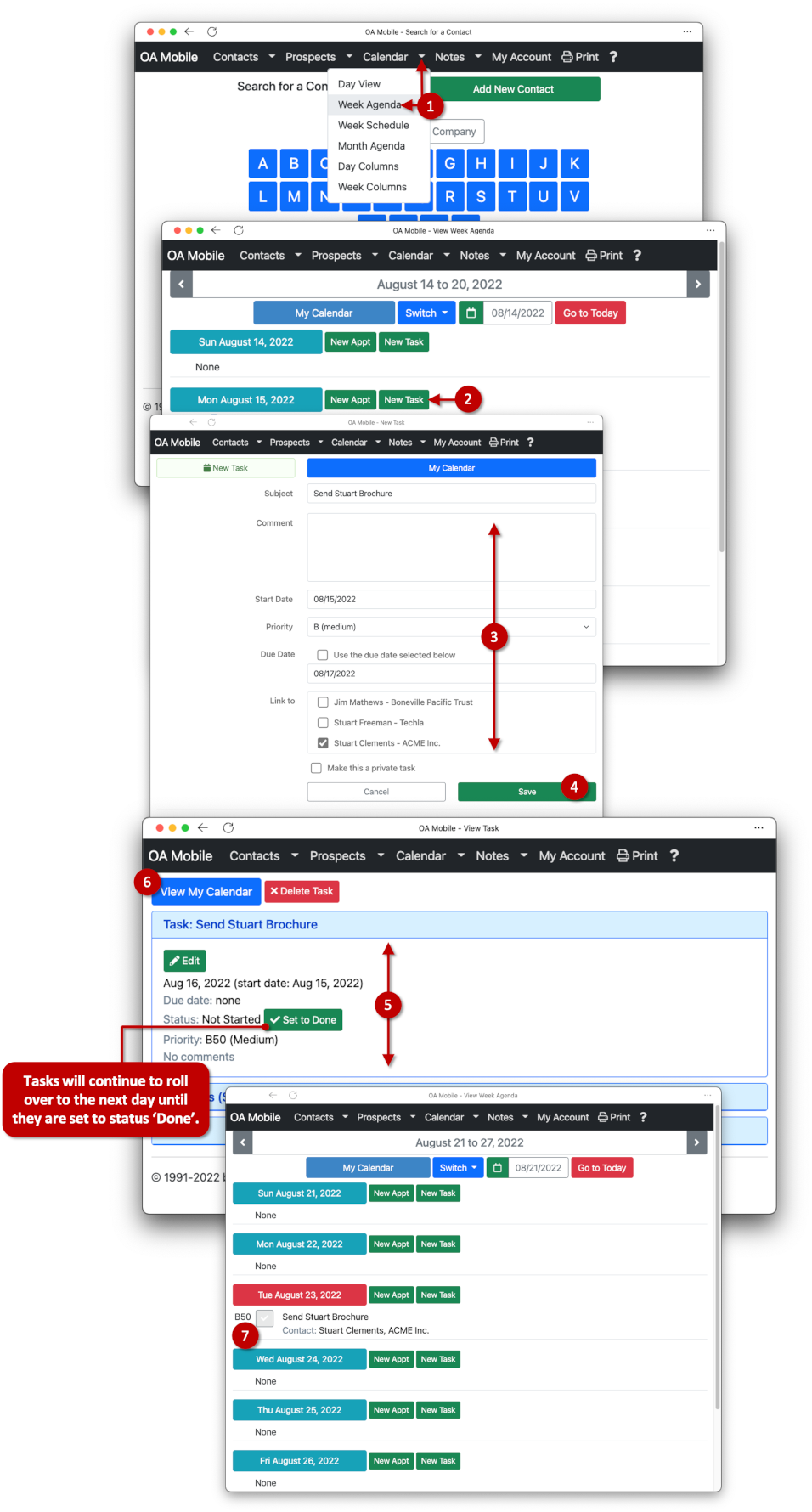 Create a New Task in Calendar Week Agenda View