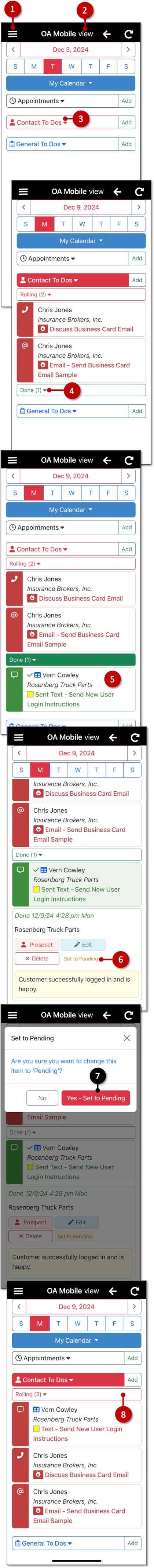 Setting a 'Contact To Do' to |Pending| in OA Mobile