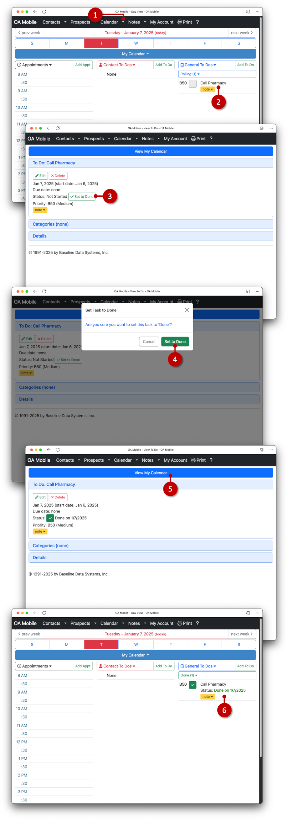 Set General To Do to Status |Done| - OA Mobile