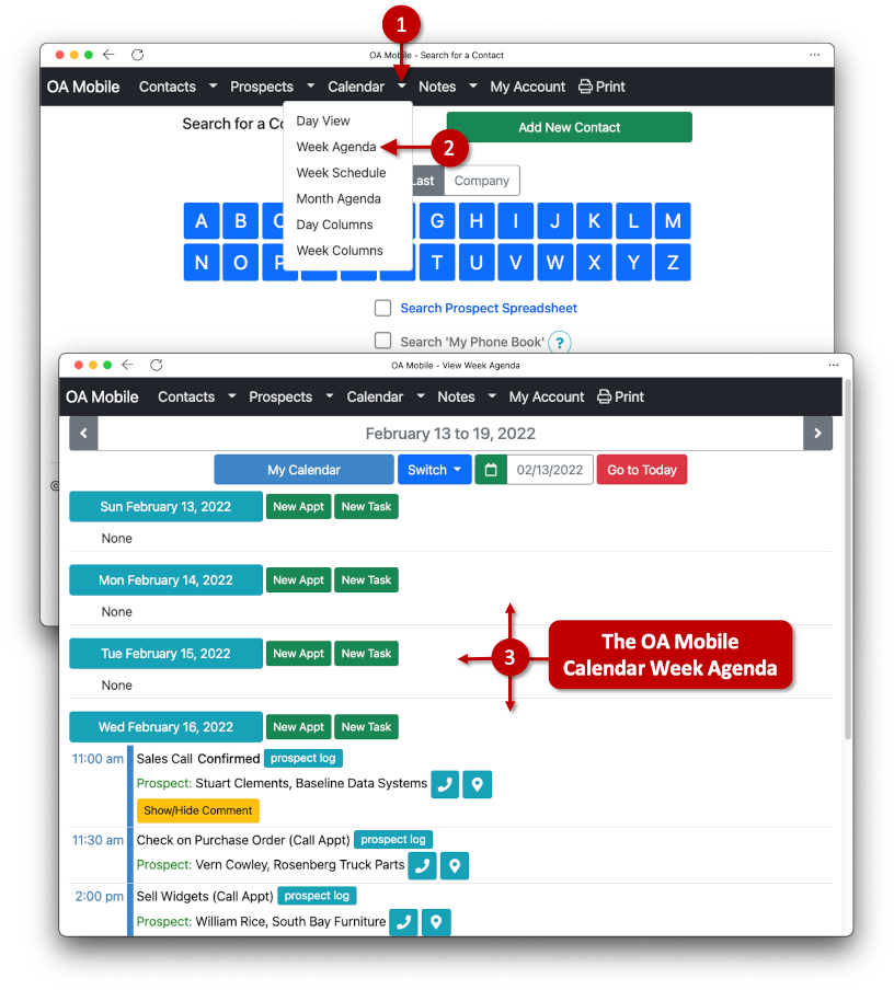 OA Mobile Calendar Day View