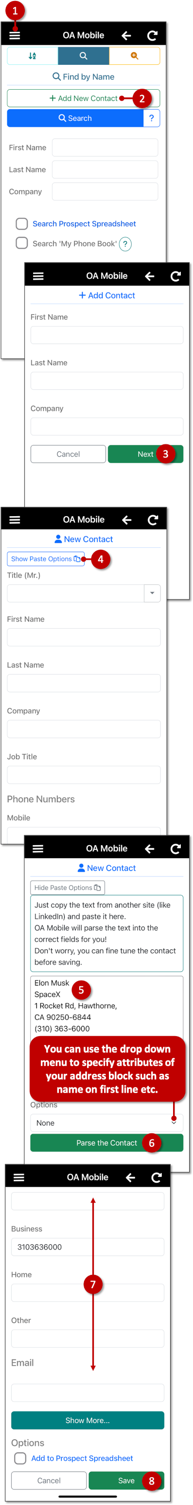 Parse New Contact - OA Mobile