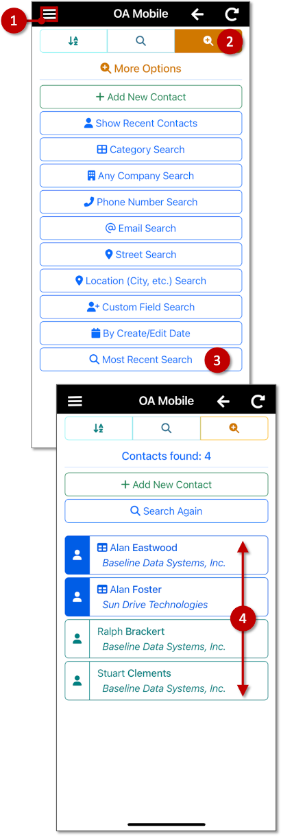 Most Recent Search OA Mobile