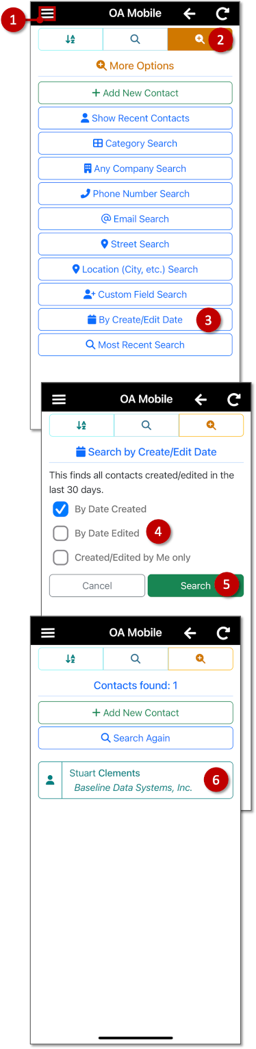 Search by Create or Edit Date in OA Mobile