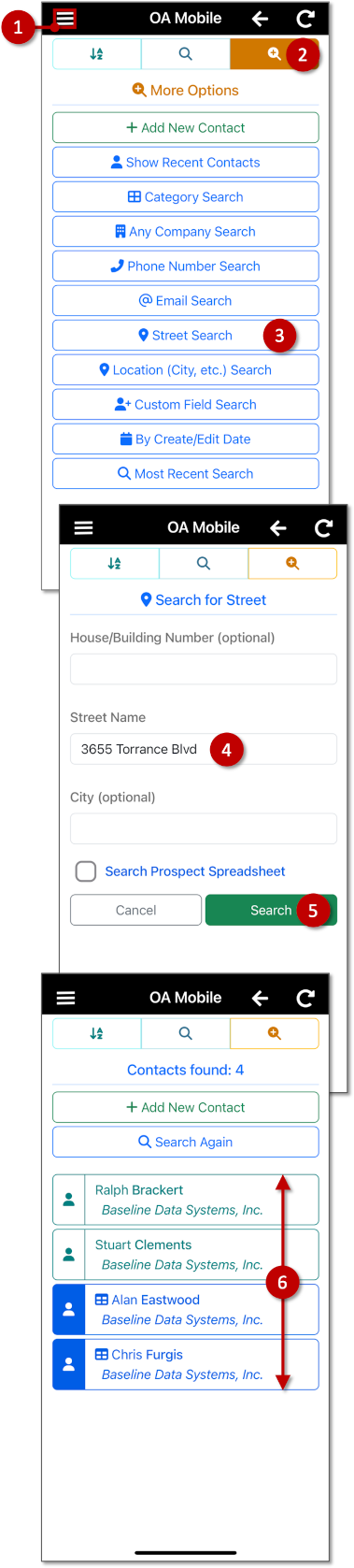 OA Mobile App Street Search