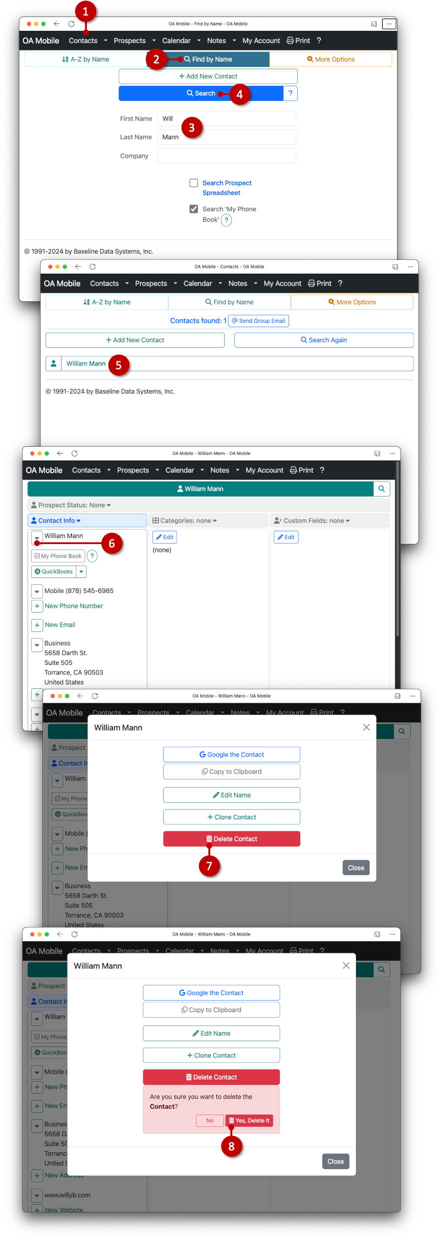 Deleting a Contact - OA Mobile