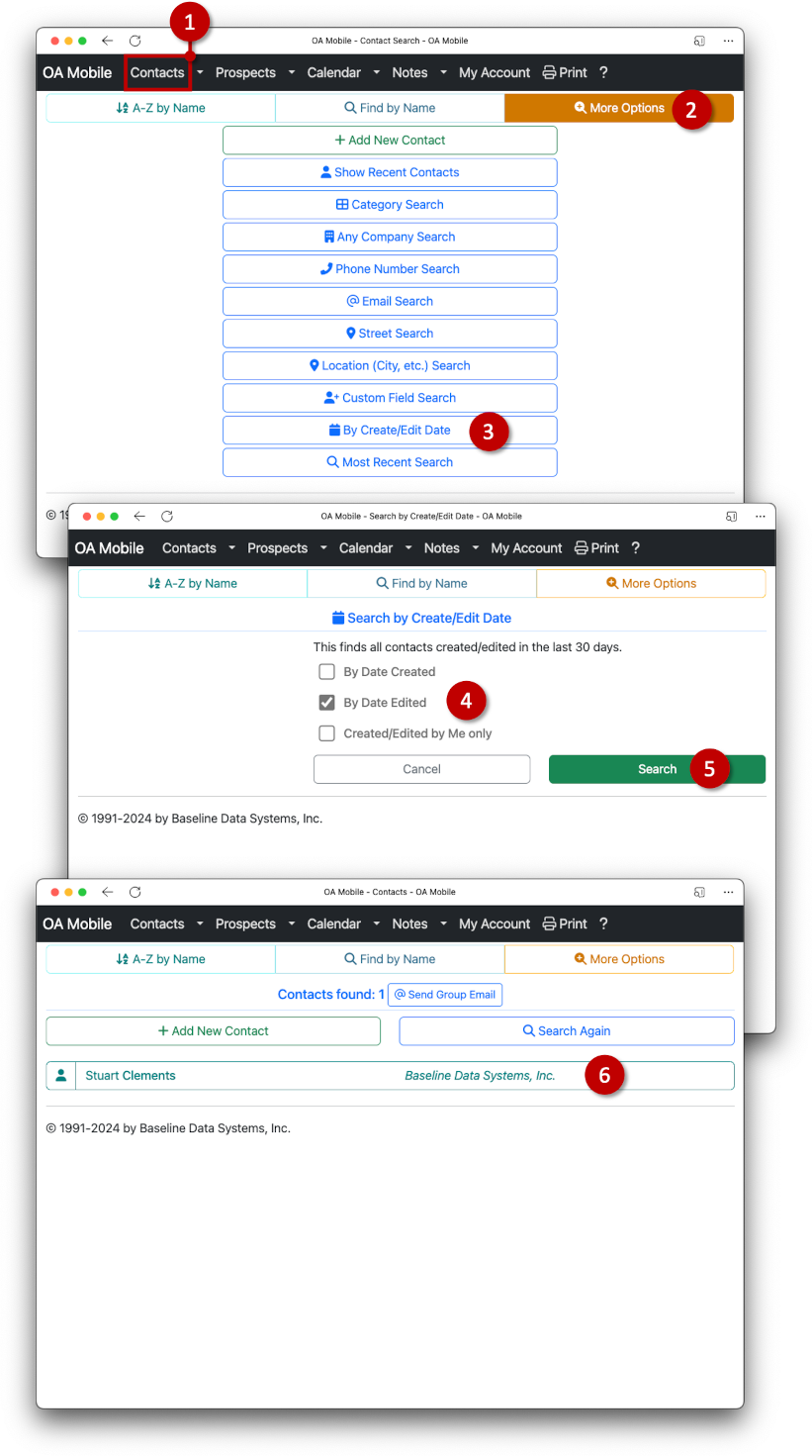 Search by Create or Edit Date in OA Mobile