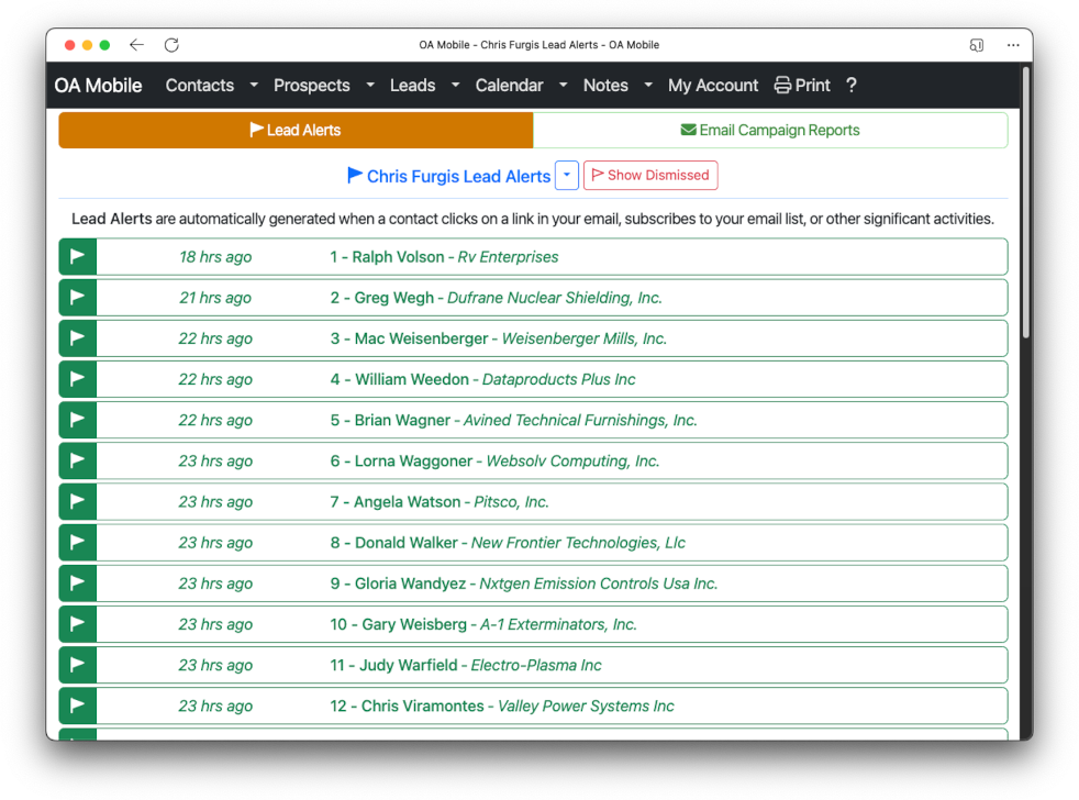 Lead Alerts - OA Mobile