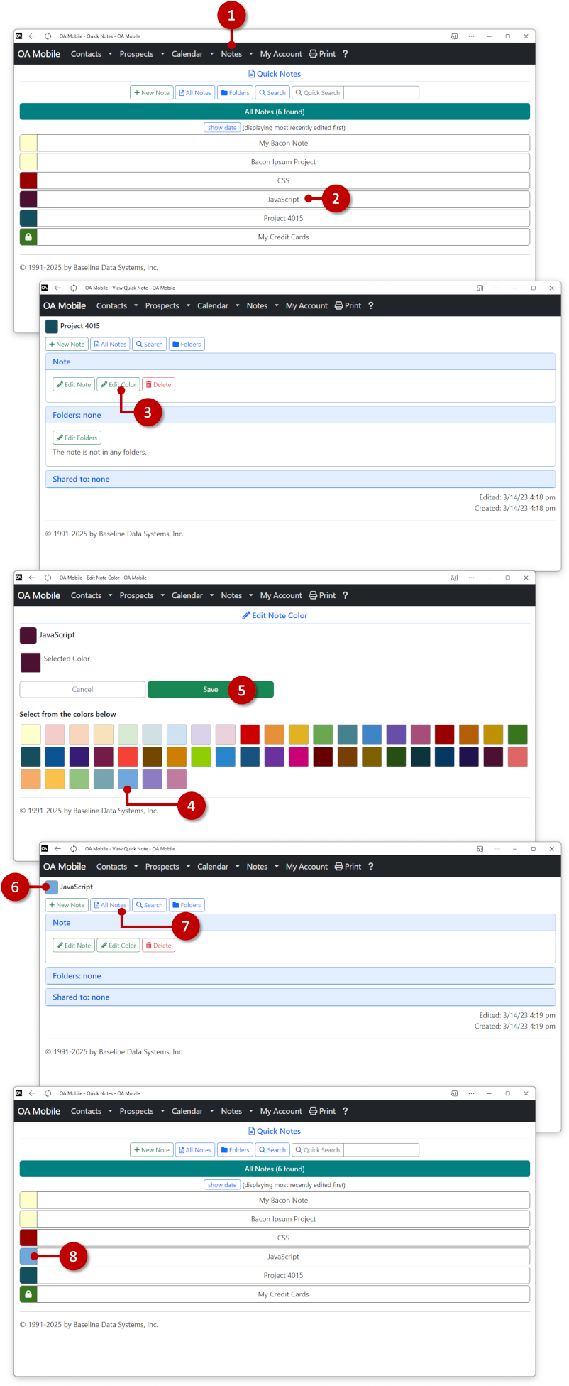 Change QuickNote Color - OA Desktop