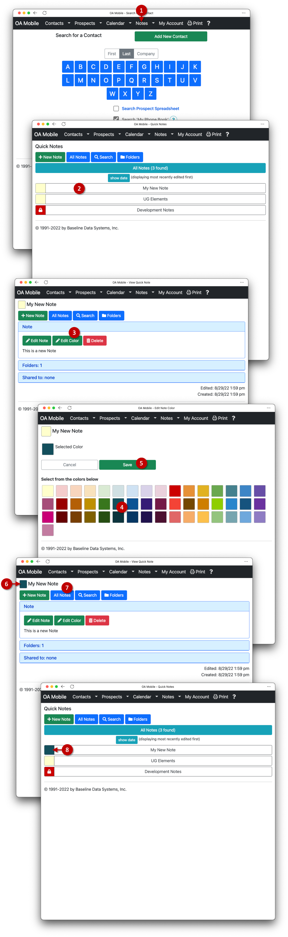 Changing a QuickNote Color