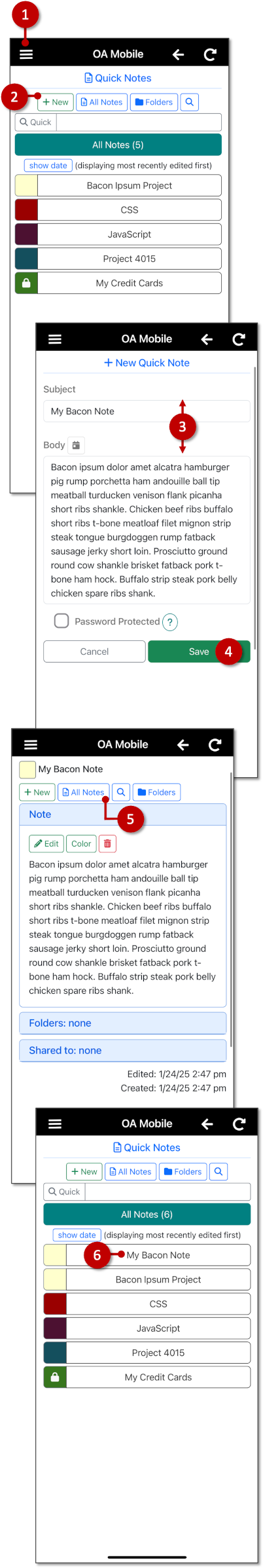 Make a New Note - OA Mobile