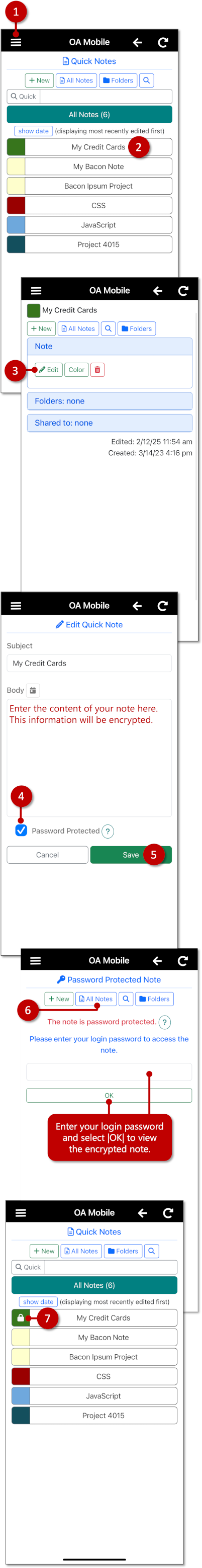 Password Protect a QuickNote - OA Mobile