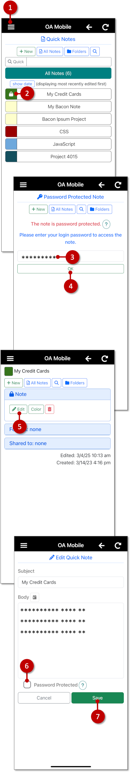 Removing a Note Password - OA Mobile