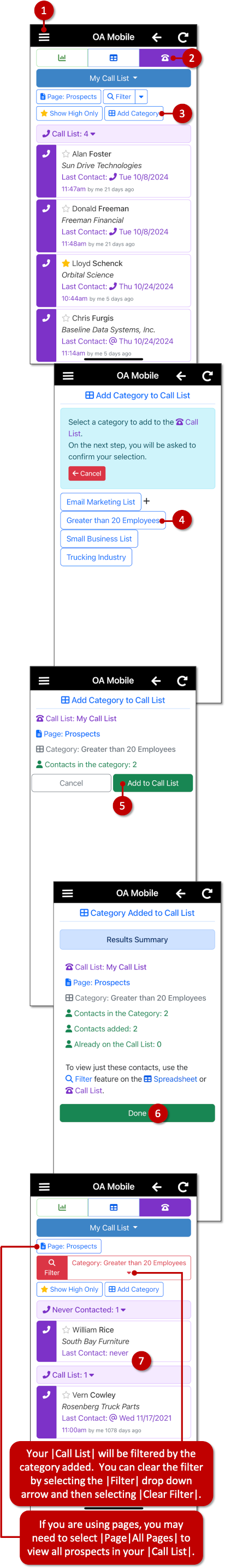 Add Category to Call List - OA Mobile
