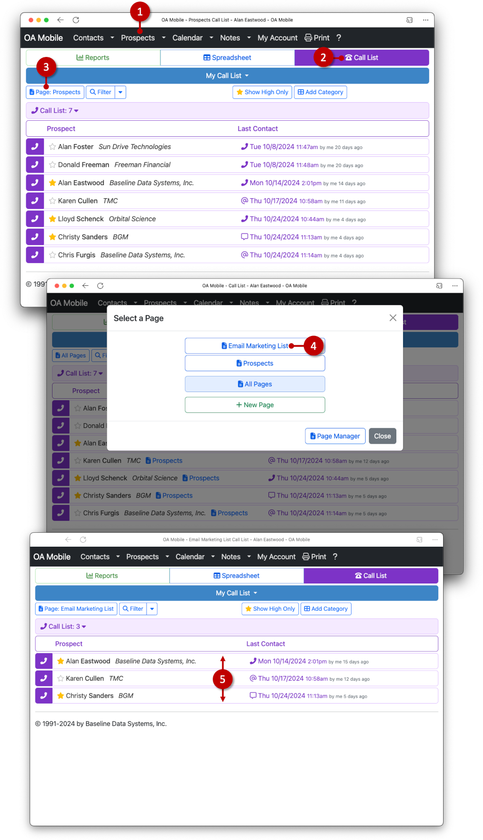 Filter by Pages - OA Mobile Call List