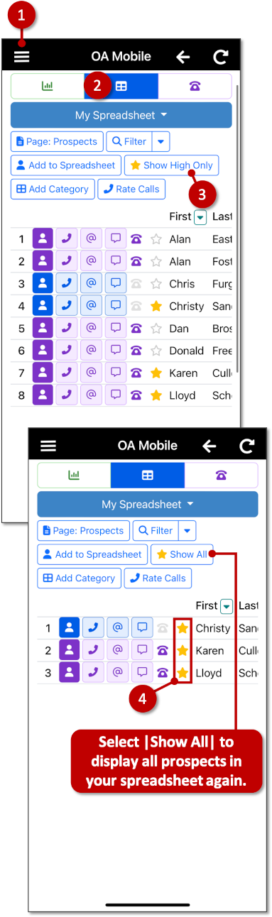 Toggle Prospect Priority - OA Mobile