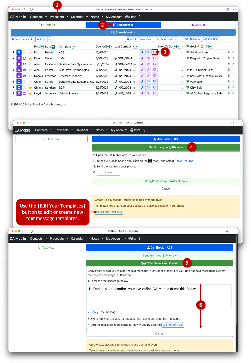 Send Text Message - OA Mobile