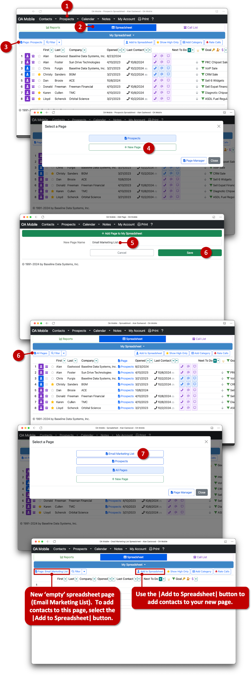 Spreadsheet Pages - OA Mobile