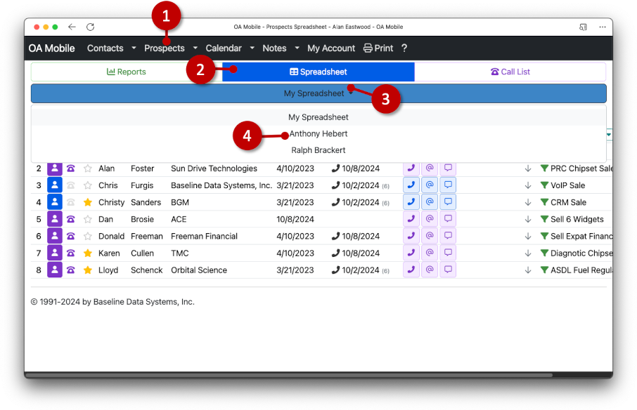 View Shared Spreadsheets OA Mobile